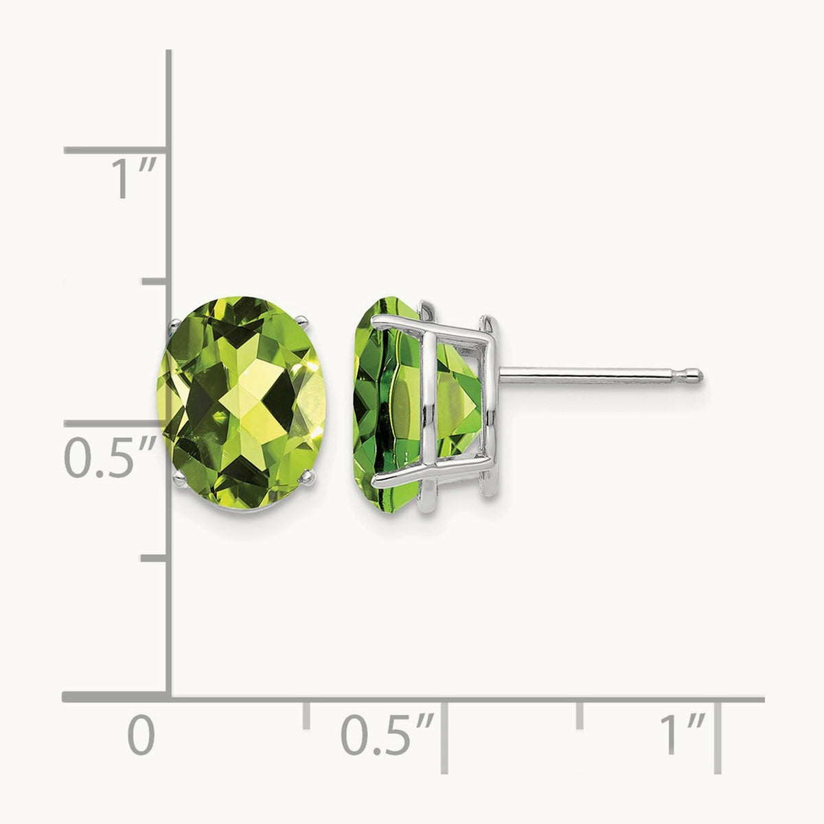 10x8mm Oval Peridot Earrings, 14K White Gold