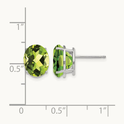 10x8mm Oval Peridot Earrings, 14K White Gold