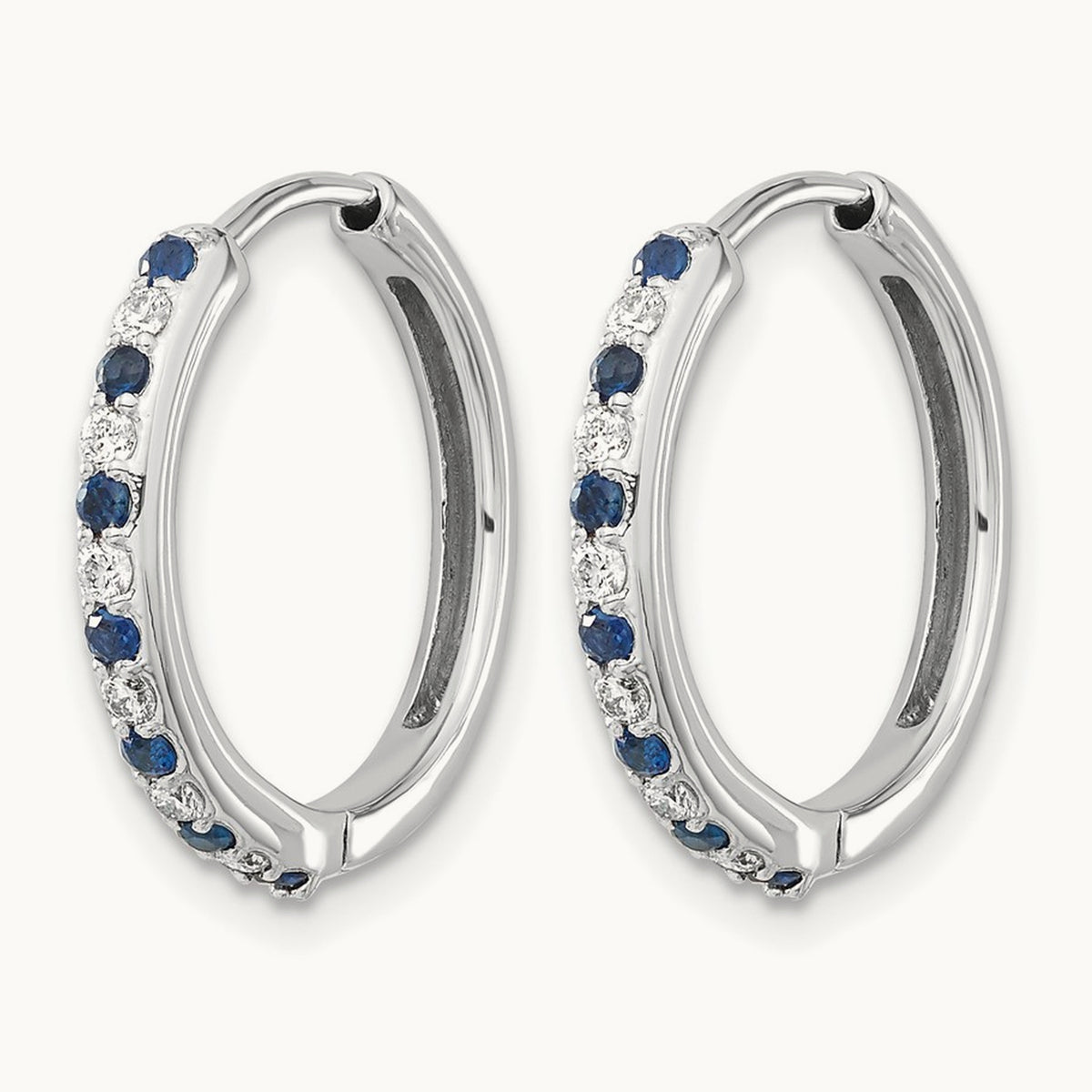 Diamond and Sapphire Hinged Hoop Earrings — photo set