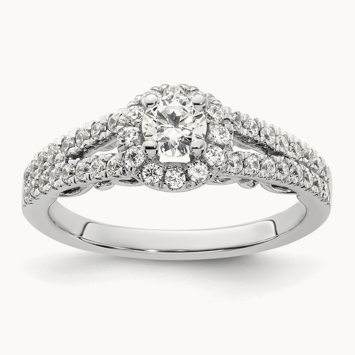 Round Semi-Mount Halo Engagement Ring, 0.50 ct tw