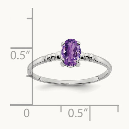 6x4mm Oval Amethyst ring, 14K White Gold