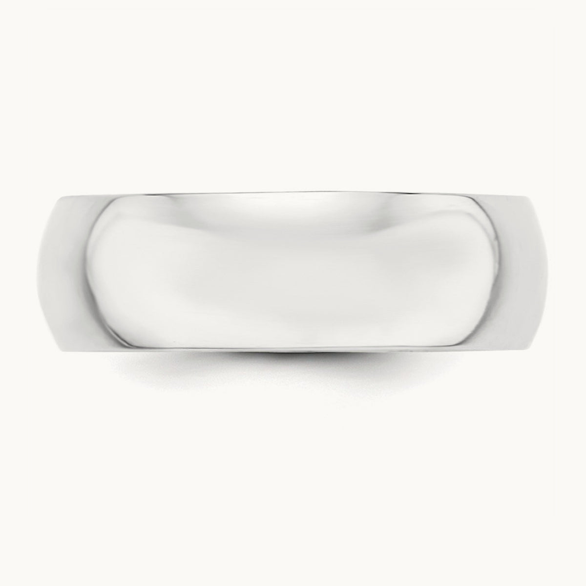 Half-Round Wedding Band — 14K White Gold, 7mm