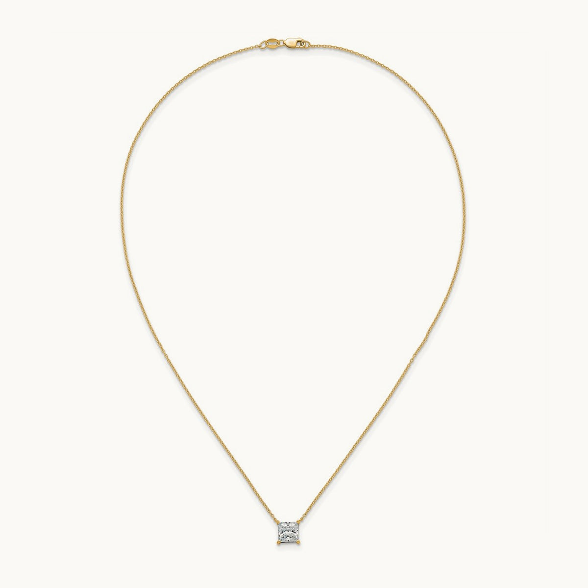 Princess Pendant Necklace, 0.25-4.00 ct tw Lab-Grown Diamond — 2 ct, 14K Yellow Gold