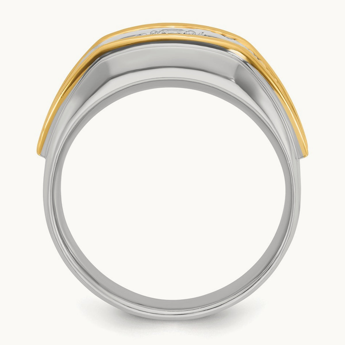 IBGoodman Men's Polished 3-Stone Diamond Ring, 14K Two-tone