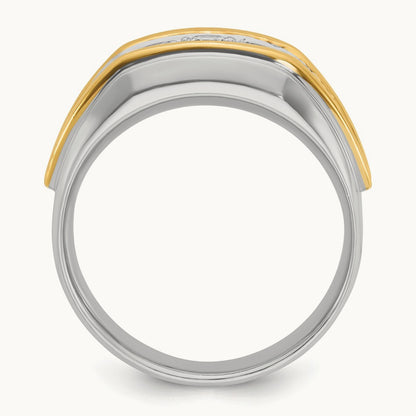 IBGoodman Men's Polished 3-Stone Diamond Ring, 14K Two-tone