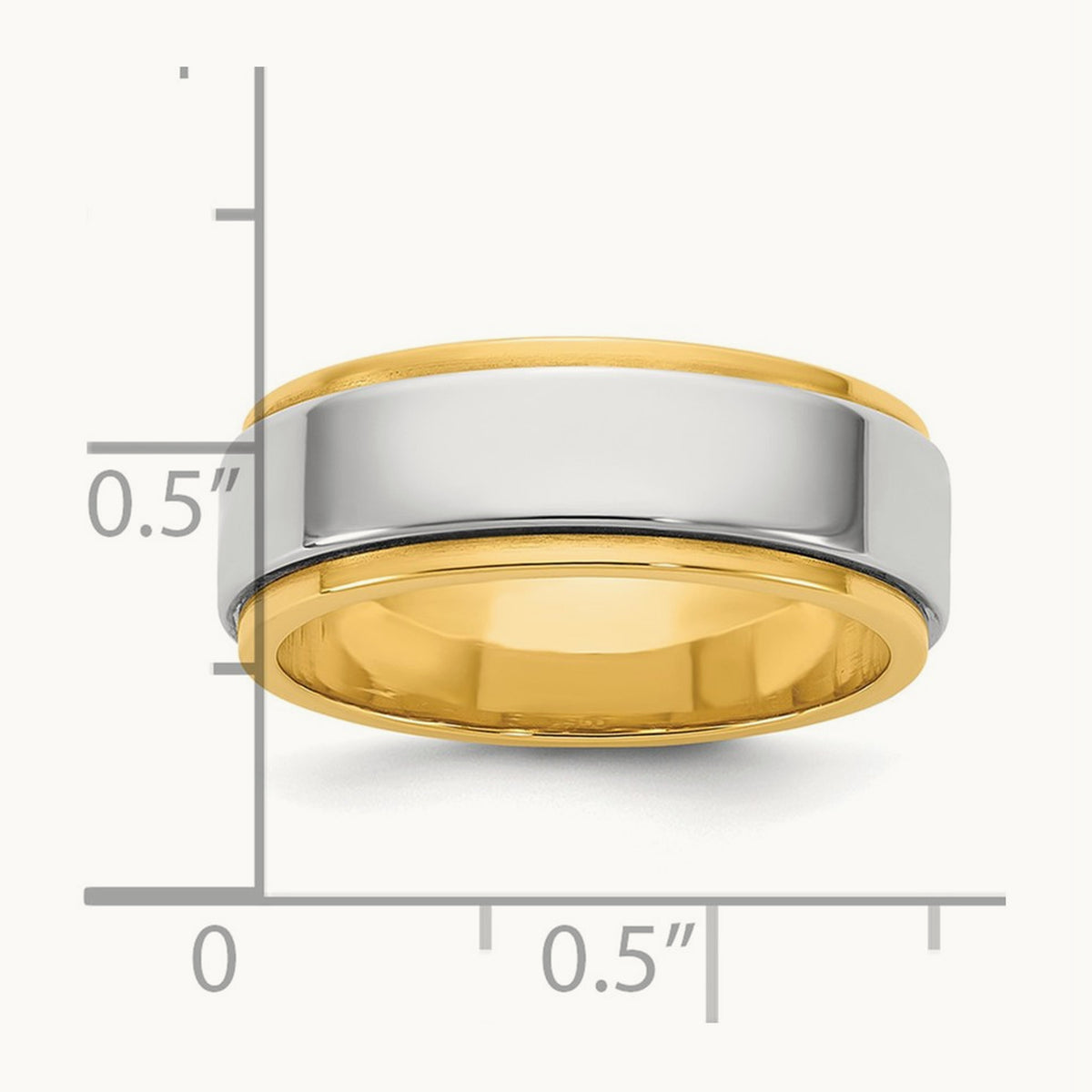 Y/W Step Edge Wedding Band, 7mm, 14K Two-tone