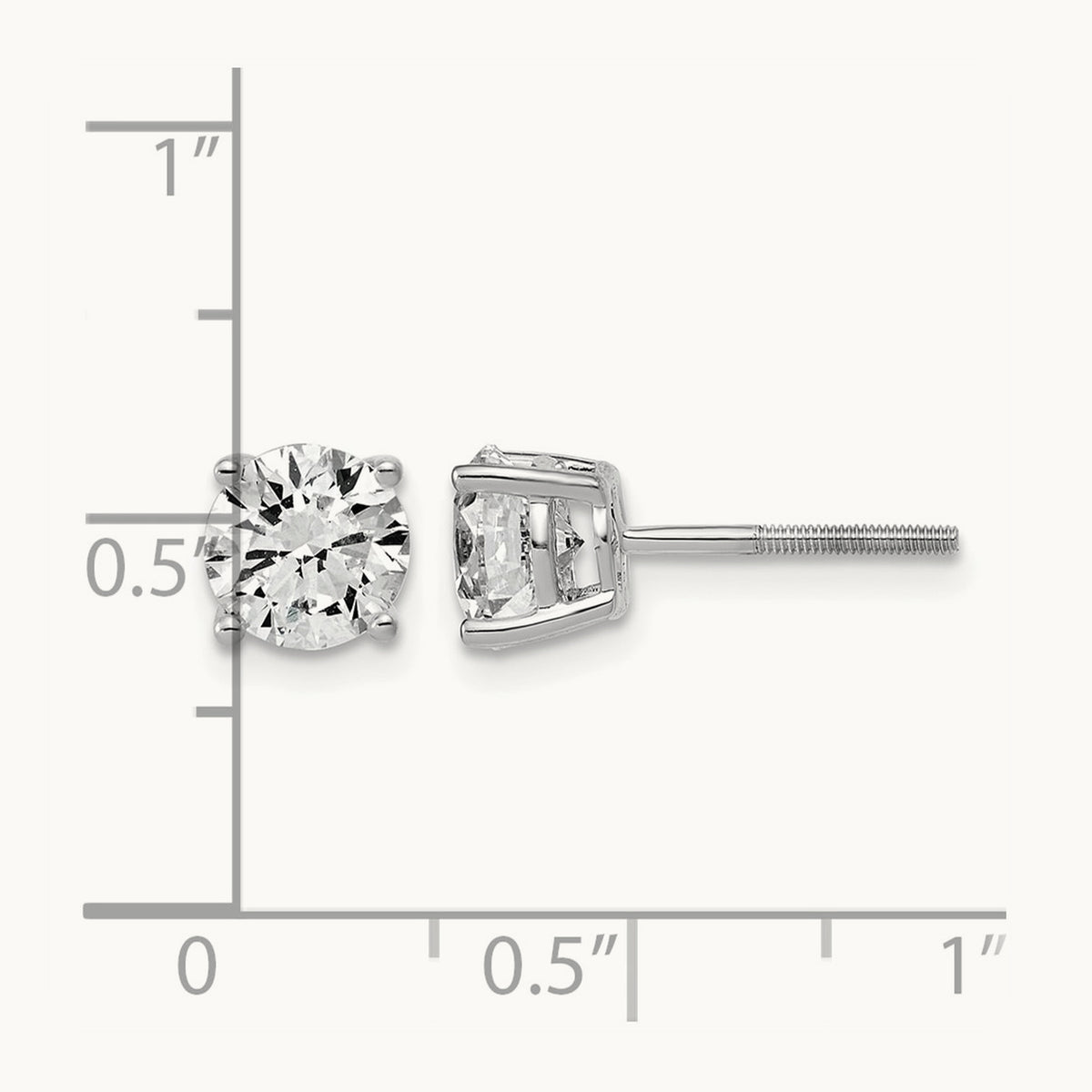 Lightweight Screwback Earrings, 0.25-4.00 ct tw Lab-Grown Diamond — 2 ct, 14K White Gold