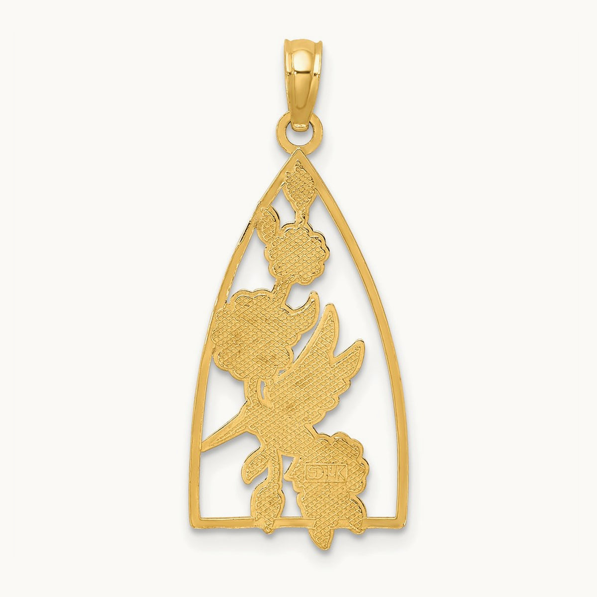 w/ Enamel Hummingbird and Flowers Charm, 14K