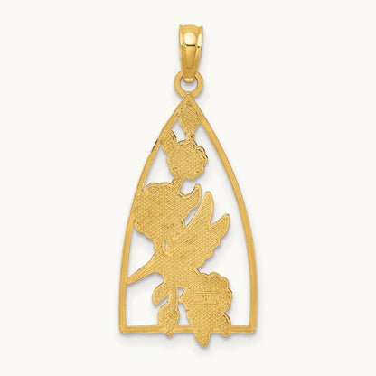 w/ Enamel Hummingbird and Flowers Charm, 14K