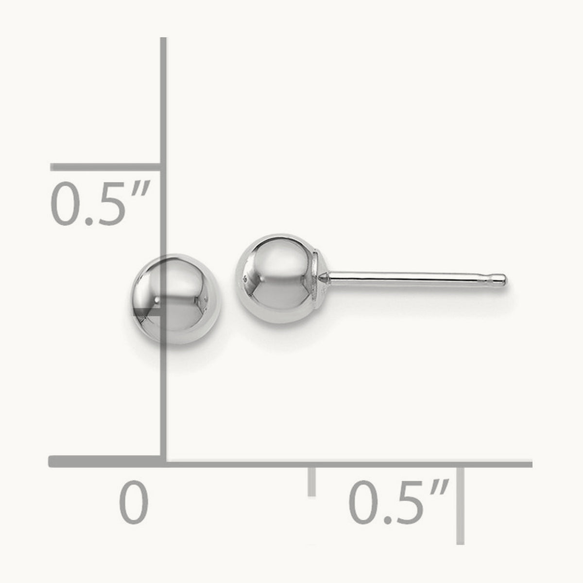 Polished Ball Post Earrings — 14K White Gold, 4mm