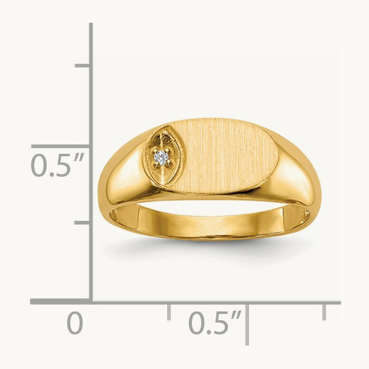 11.0x6. AAA Diamond Open Back Signet Ring, 5mm, 14K