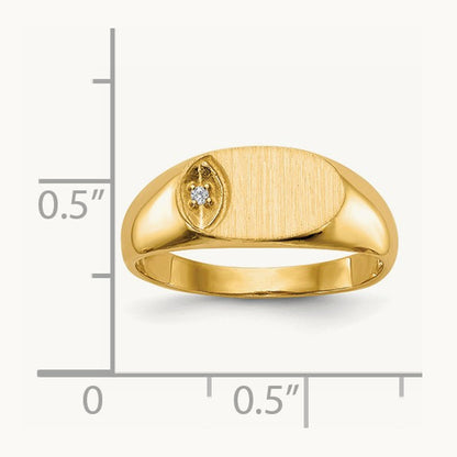 11.0x6. AAA Diamond Open Back Signet Ring, 5mm, 14K