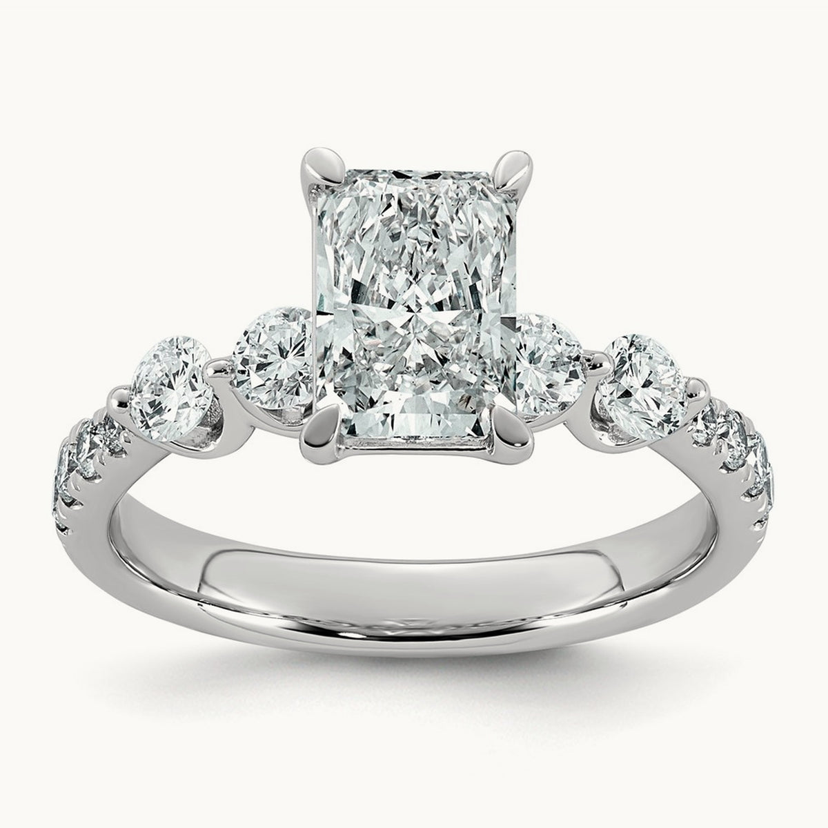 . Radiant Center Ring, 2 1/6-4 7/8 ct Lab-Grown Diamond