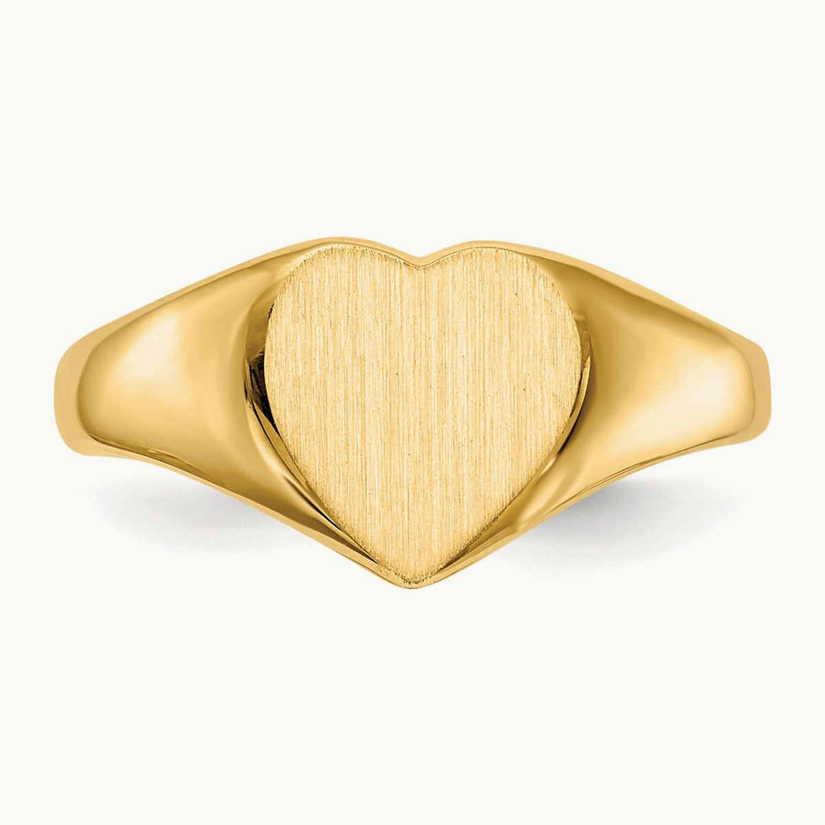 Closed Back Heart Signet Ring — 14K Yellow Gold, 9.0x9.0mm, 5