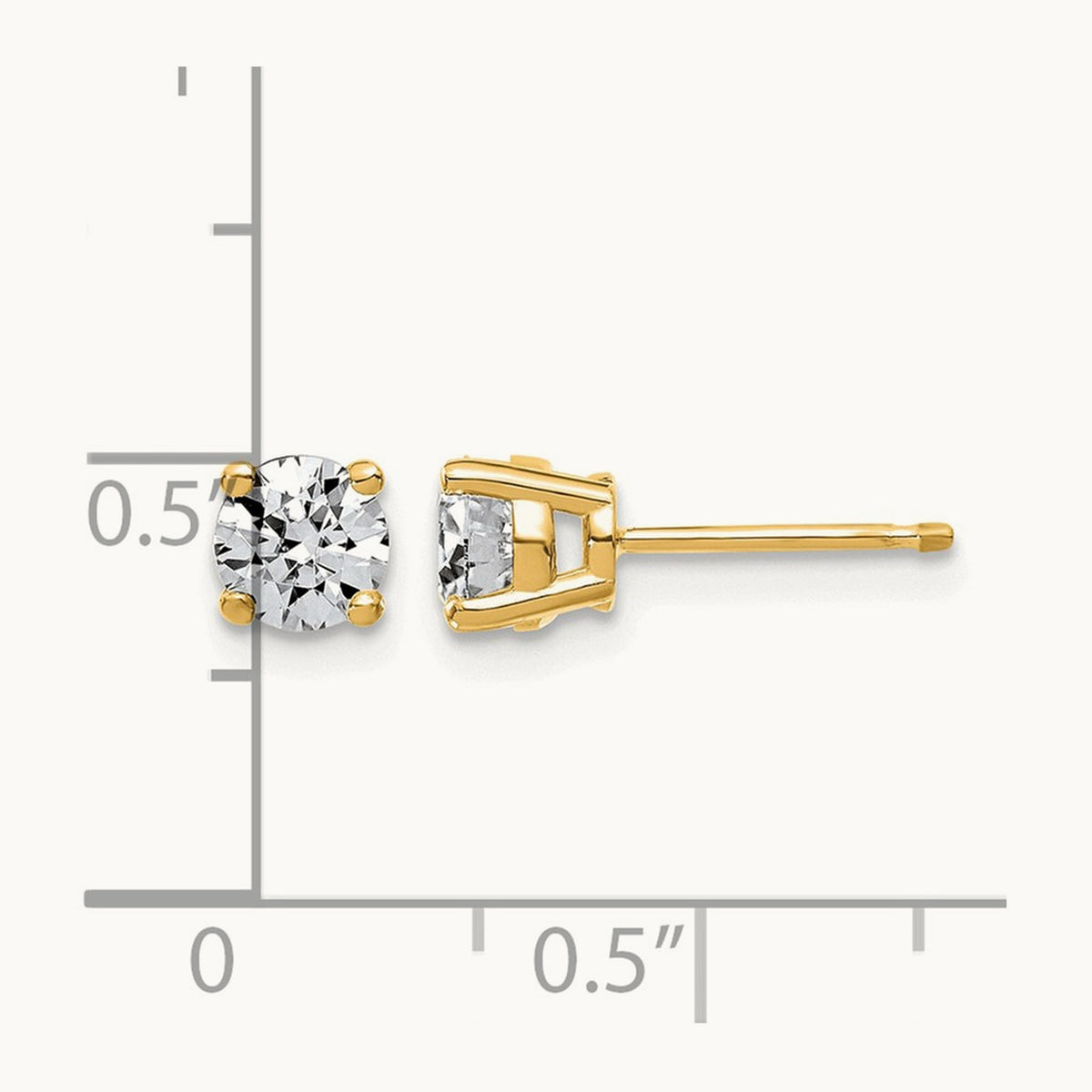 Round Angled Stud Earrings, 0.50-4.00 ct tw Lab-Grown Diamond — 1 ct, 14K Yellow Gold