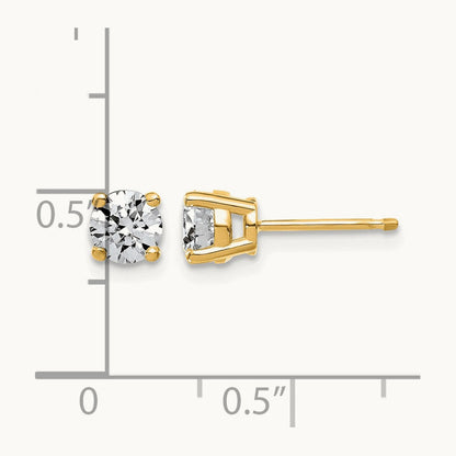 Round Angled Stud Earrings, 0.50-4.00 ct tw Lab-Grown Diamond — 1 ct, 14K Yellow Gold