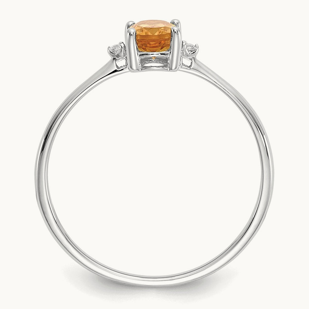 Diamond & Citrine Birthstone Ring — 14K White Gold, 6