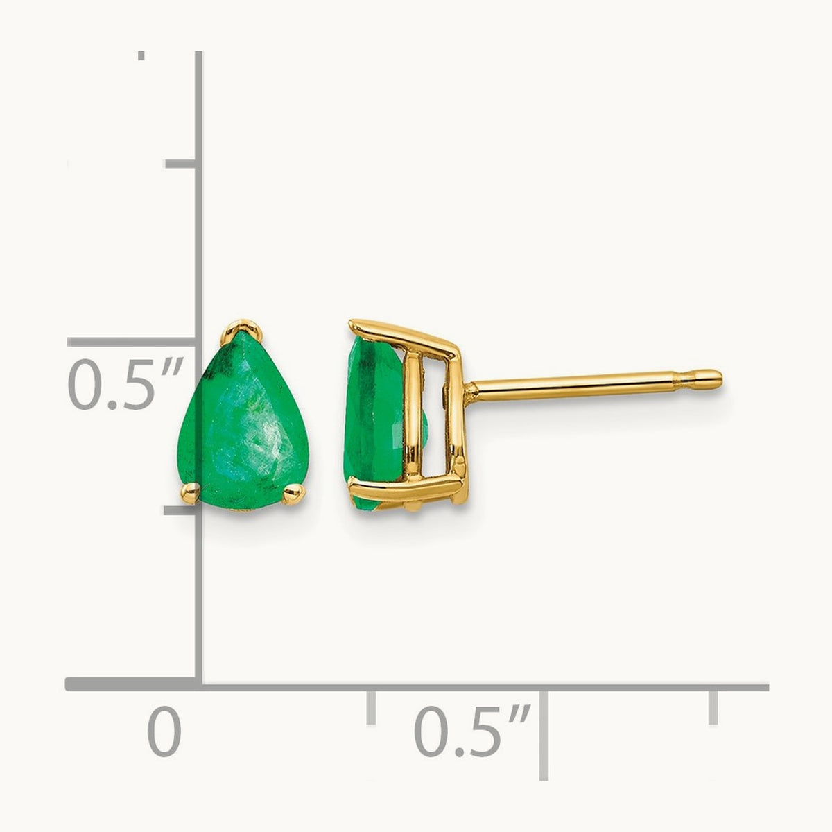 Emerald Post Earrings, 14K