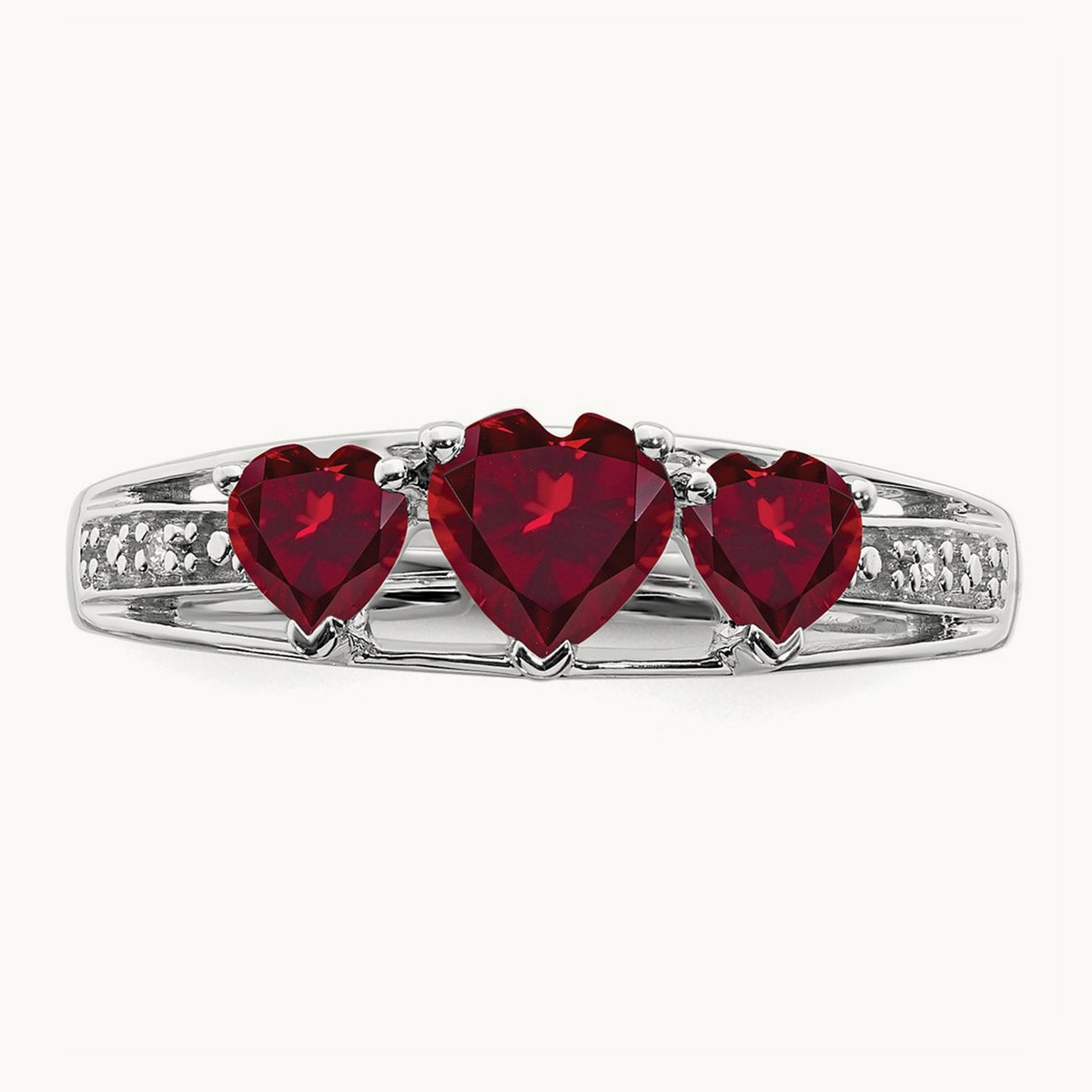 Cr. Ruby and Diamond Heart Ring, 14K White Gold