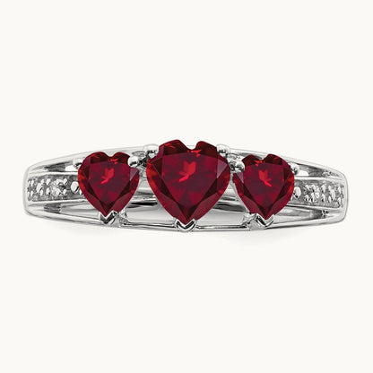Cr. Ruby and Diamond Heart Ring, 14K White Gold