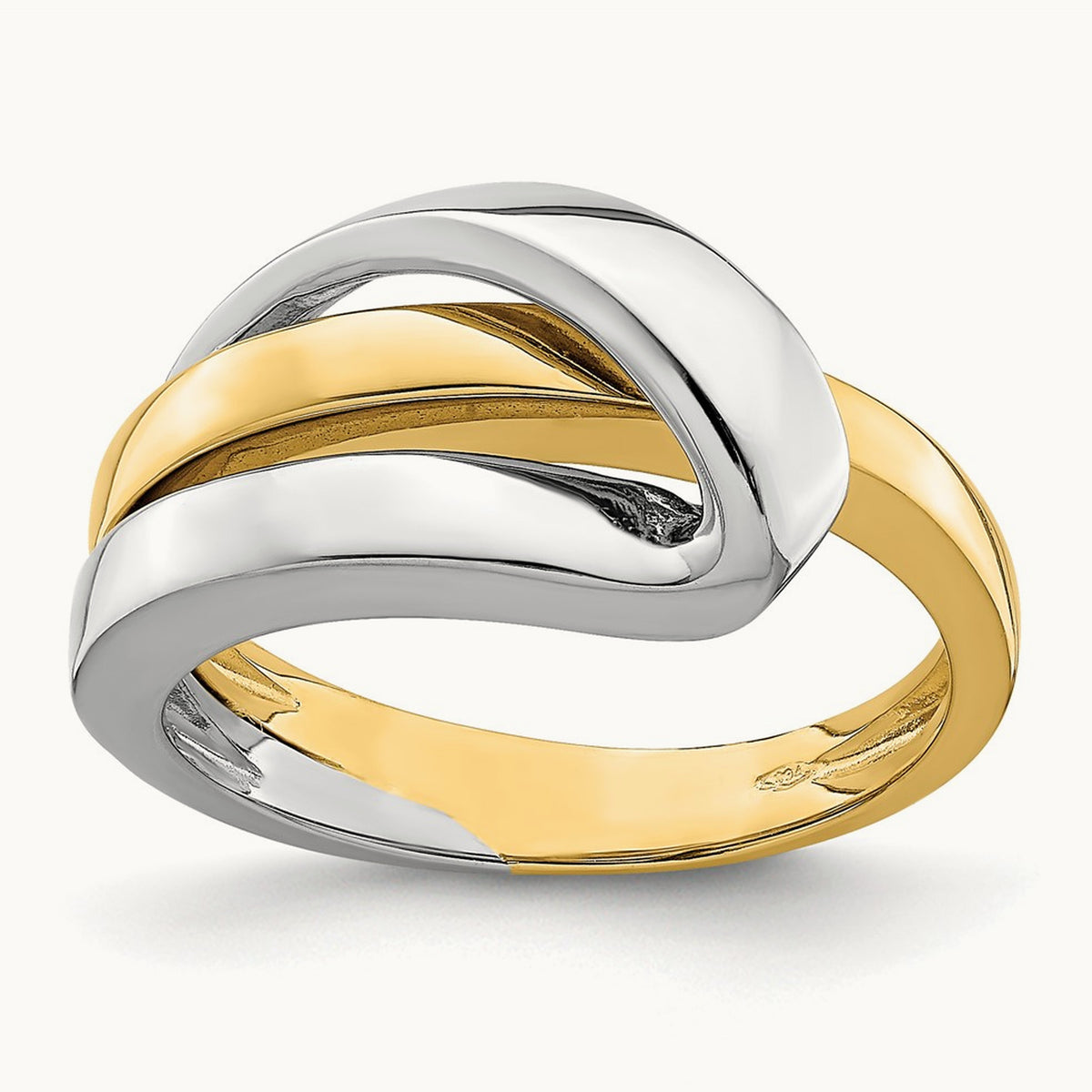 Polished with Folded Design Band — 14K Two-Tone Gold