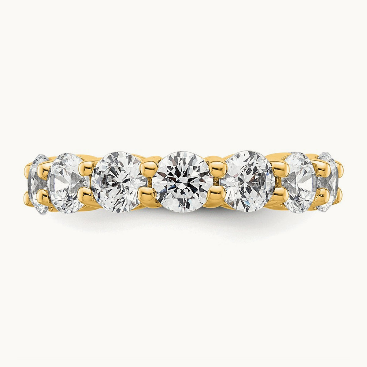 Polished Shared Prong Diamond Eternity Band, 4.00 ct tw — 14K Yellow Gold