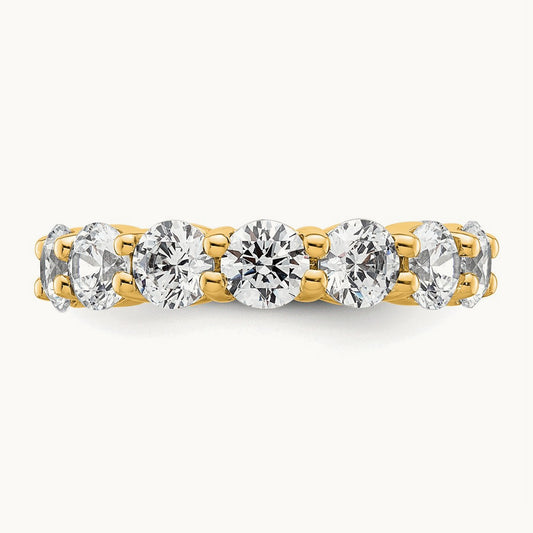 Polished Shared Prong Diamond Eternity Band, 4.00 ct tw — 14K Yellow Gold