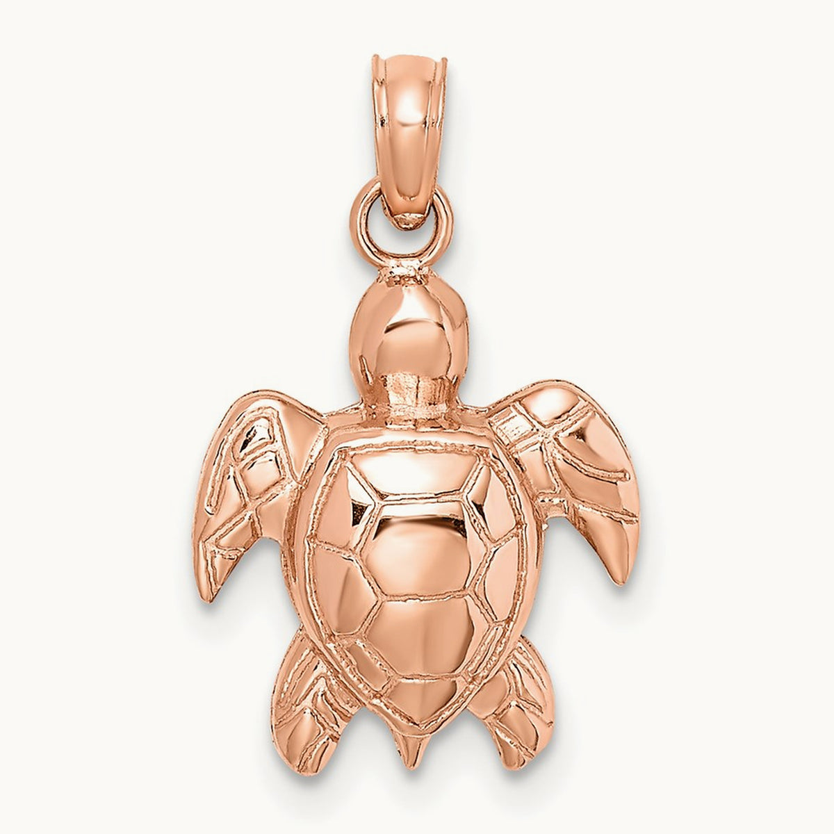 Textured Sea Turtle Charm — 14K Rose Gold, 14.75mm