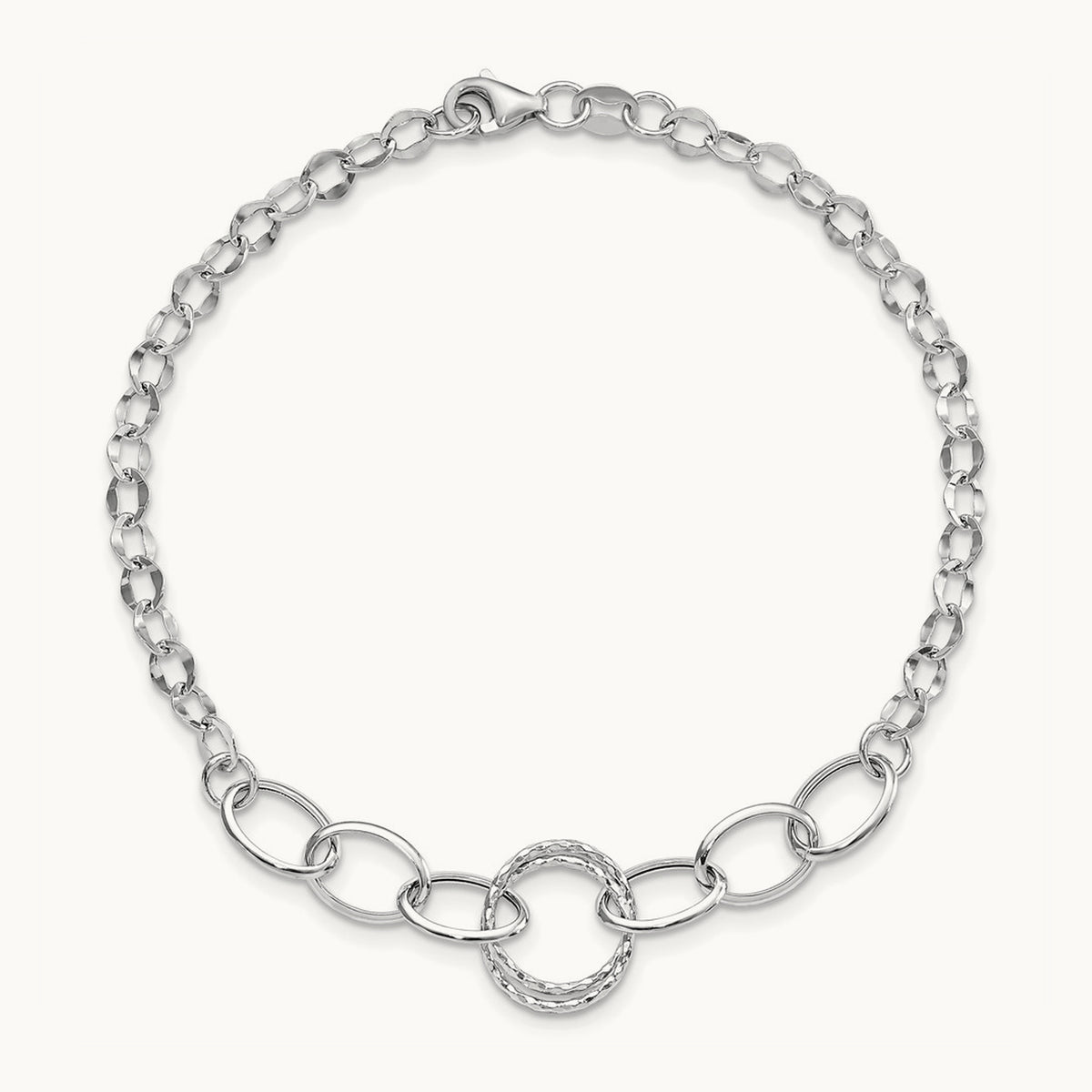 Polished Textured Fancy Link Bracelet — photo set