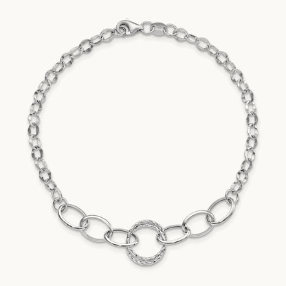 Polished Textured Fancy Link Bracelet — photo set