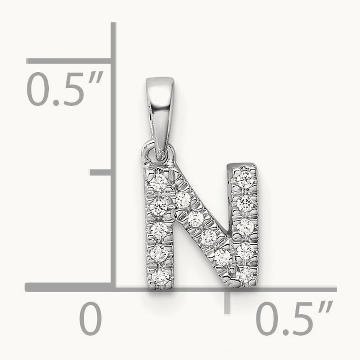 Diamond Initial with Bail Pendant — 14K White Gold, N