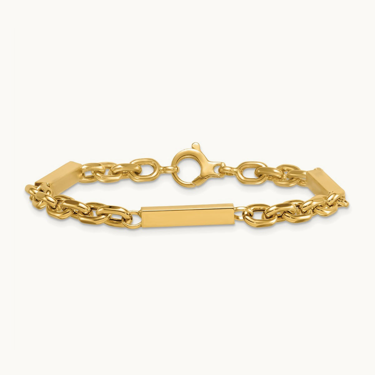 Polished Fancy Chain with Bars 8in Bracelet, 14K
