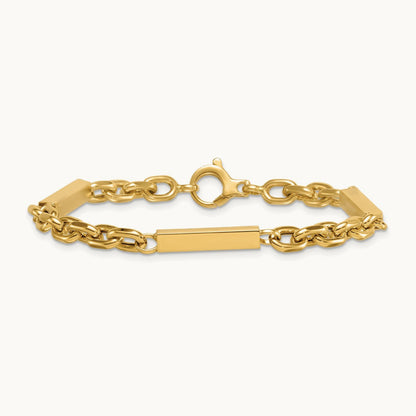 Polished Fancy Chain with Bars 8in Bracelet, 14K