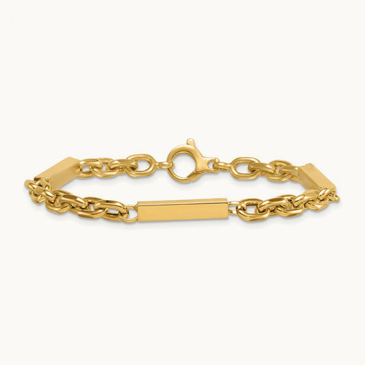Polished Fancy Chain with Bars 8in Bracelet, 14K