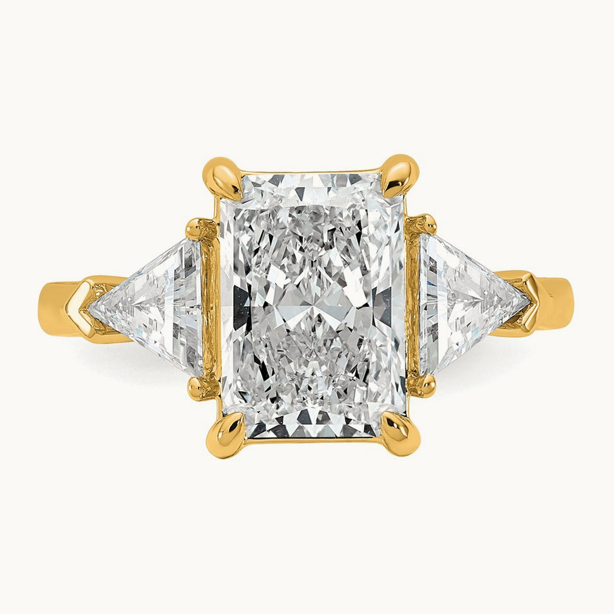 Radiant & Triangle Engagement Ring, 1.25-3.50 ct tw Lab-Grown Diamond — 3 5/8 ct, 14K Yellow Gold