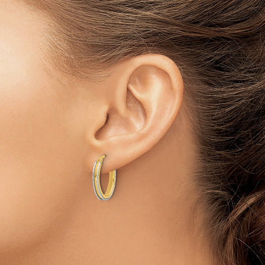 Polished and Diamond-cut Oval Hoop Earrings — Leslie's — 16mm