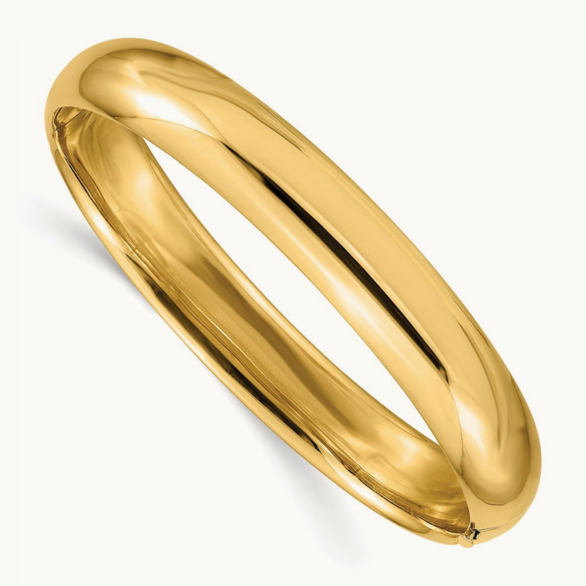 7/16 High Polished Hinged Bangle Bracelet, 14K
