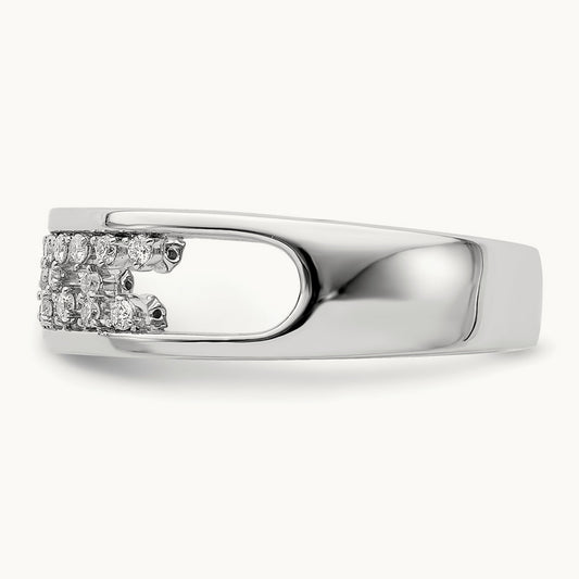 Polished Fancy Diamond Band, 14K White Gold