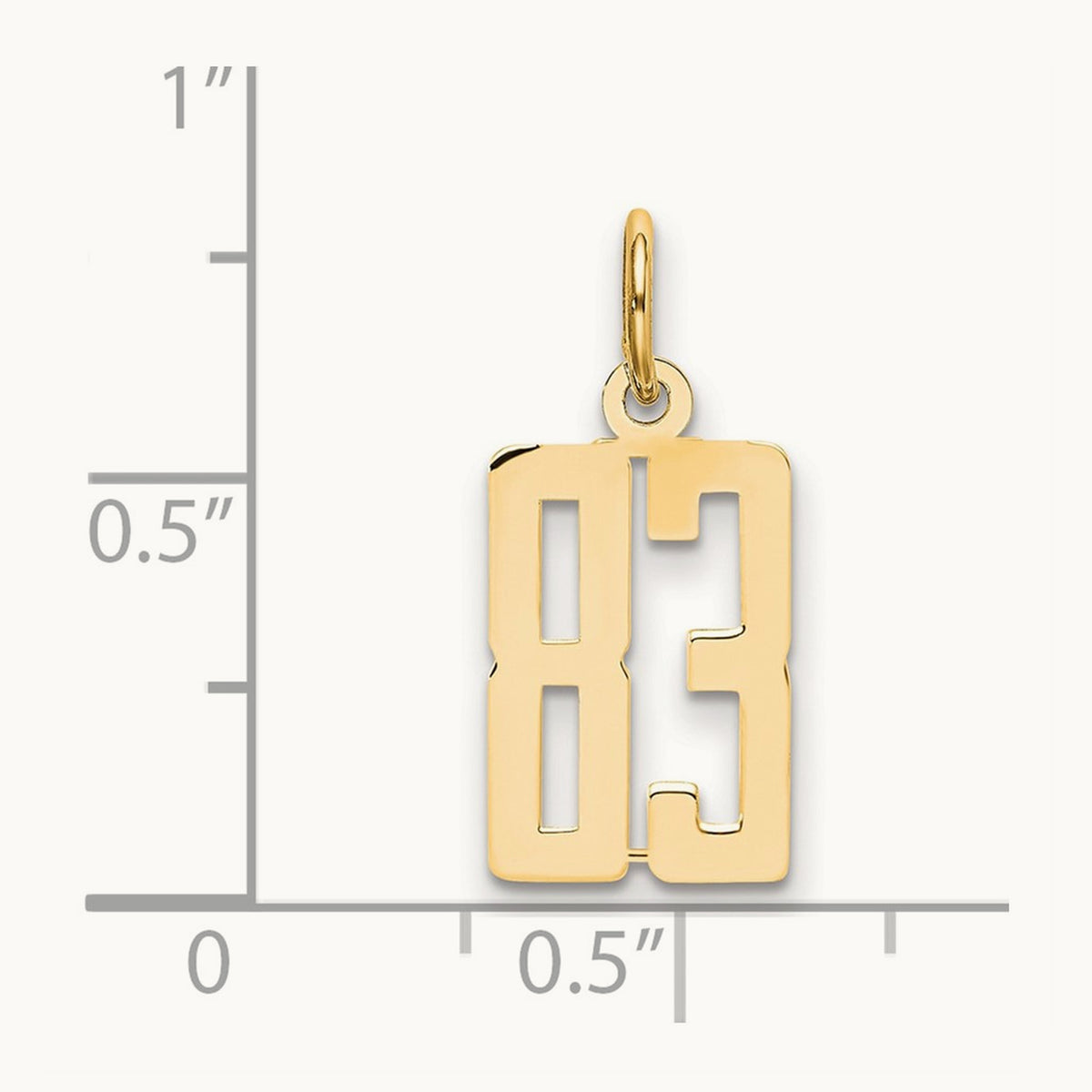 Small Elongated Number 83 Charm, 14K