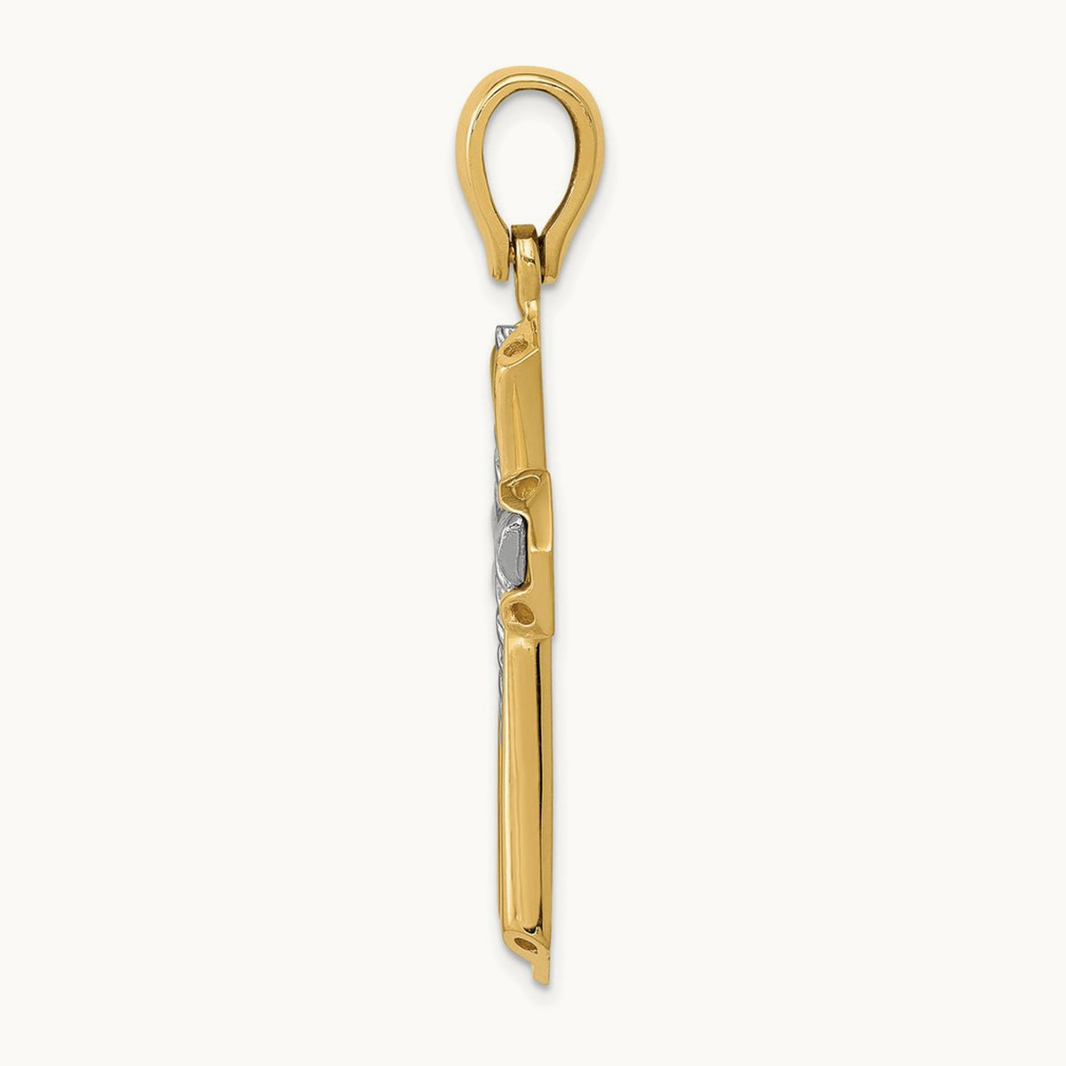 Solid Cross Pendant — 14K Two-Tone Gold