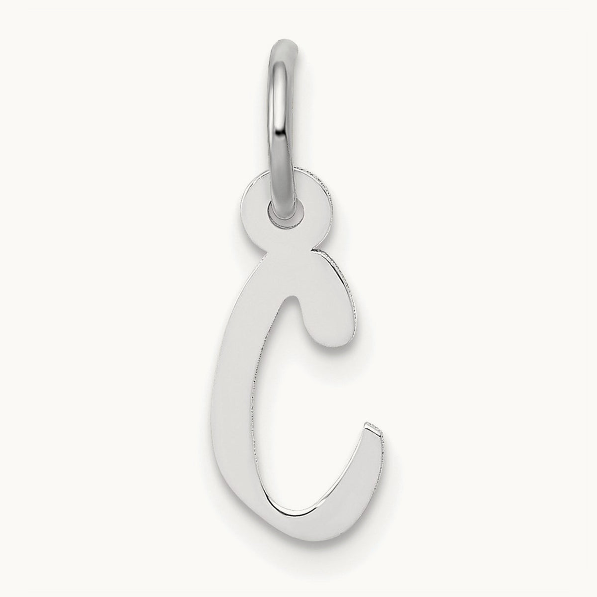 Small Slanted Block Initial Charm — 14K White Gold, C