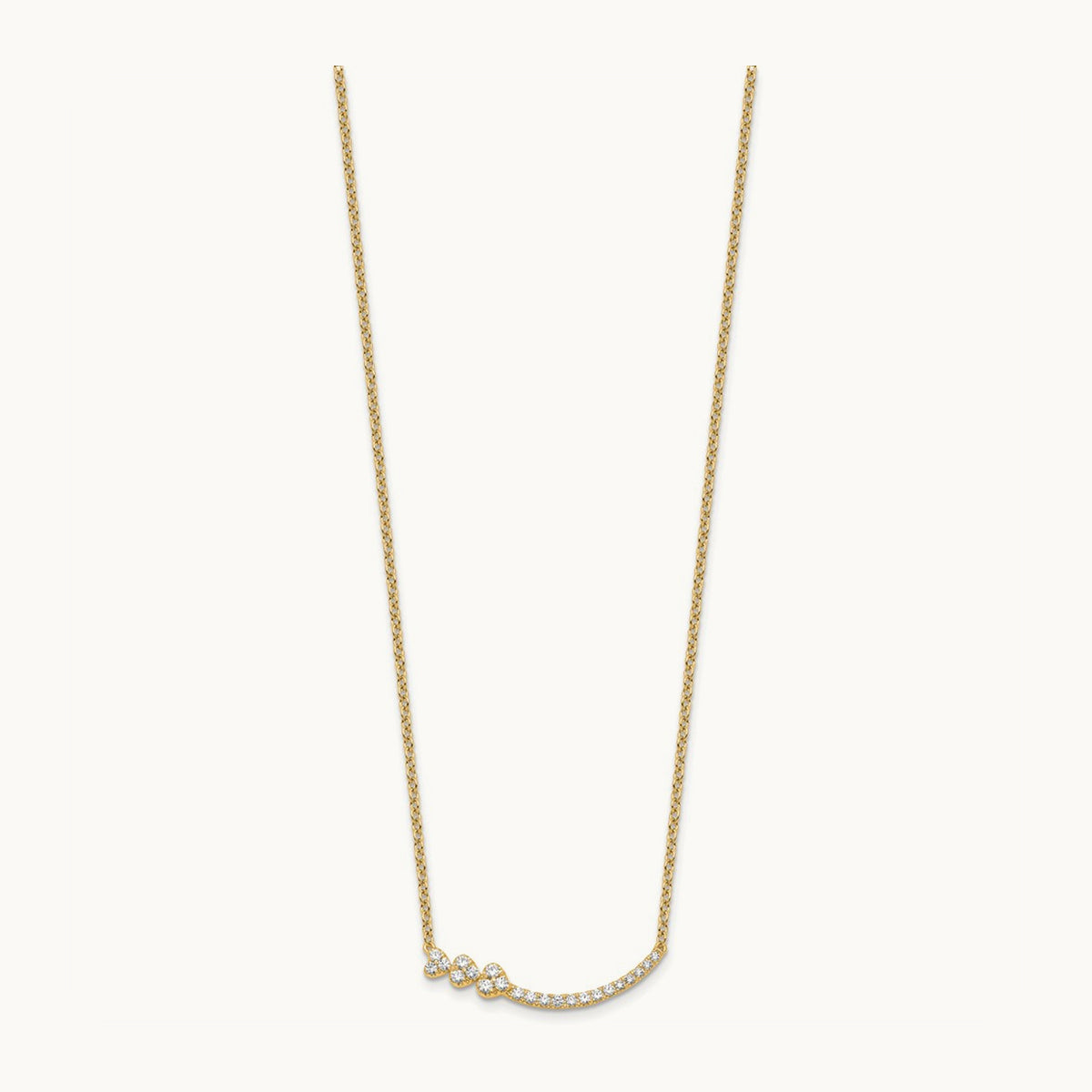 Fashion Hearts Bar Necklace, 0.25 ct tw Lab-Grown Diamond — 14K Yellow Gold