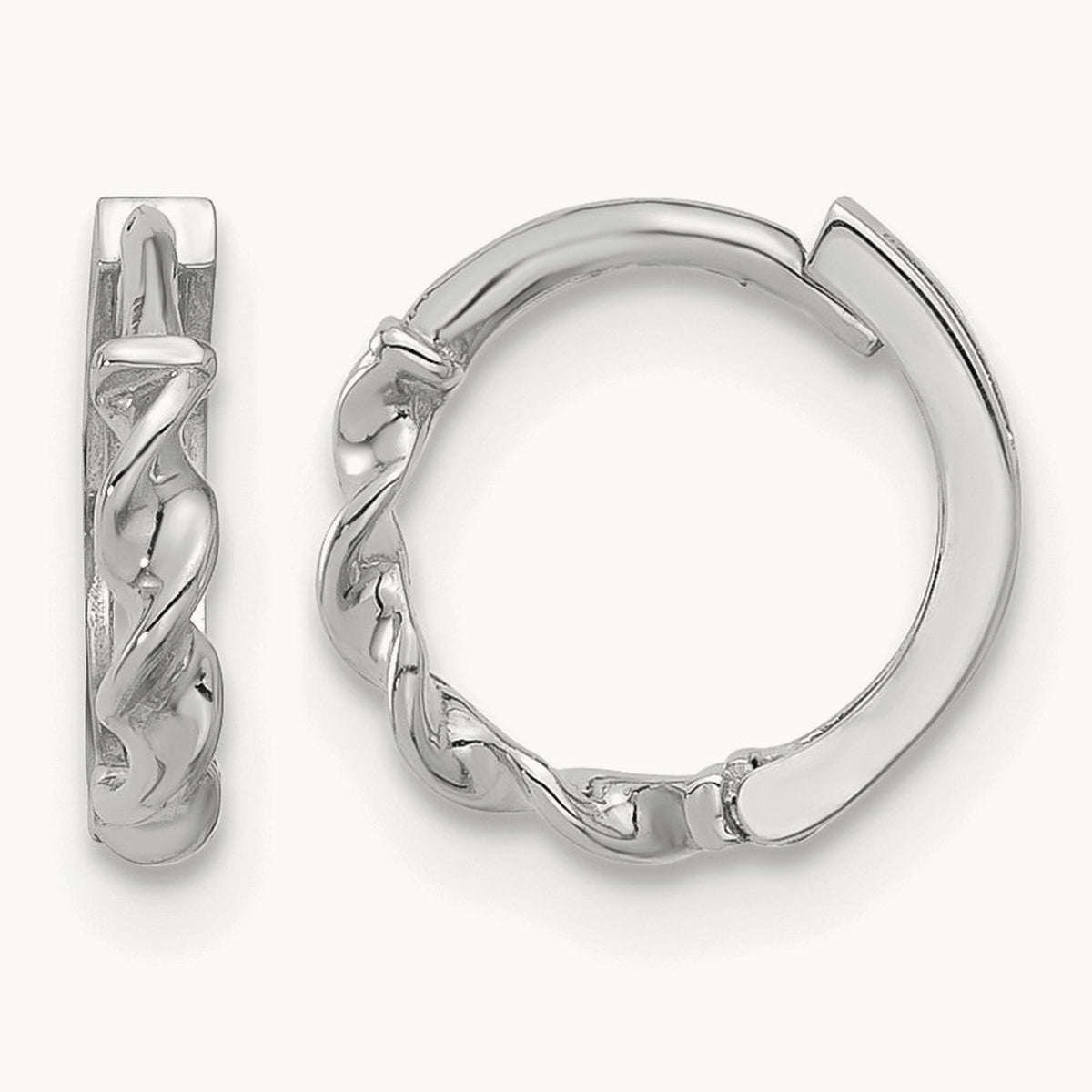 Polished Twisted Huggie Hoop Earrings, 14K White Gold — Leslie's