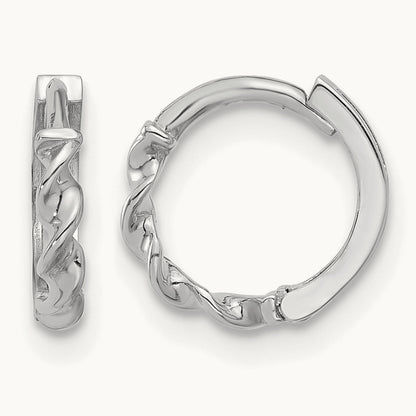Polished Twisted Huggie Hoop Earrings, 14K White Gold — Leslie's