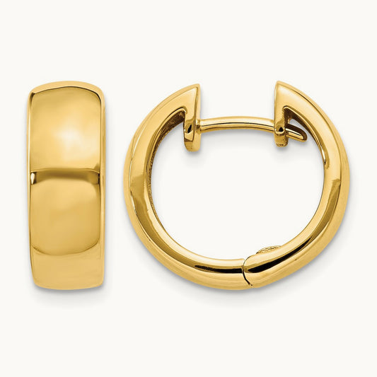 Round Hinged Hoop Earrings, 14K