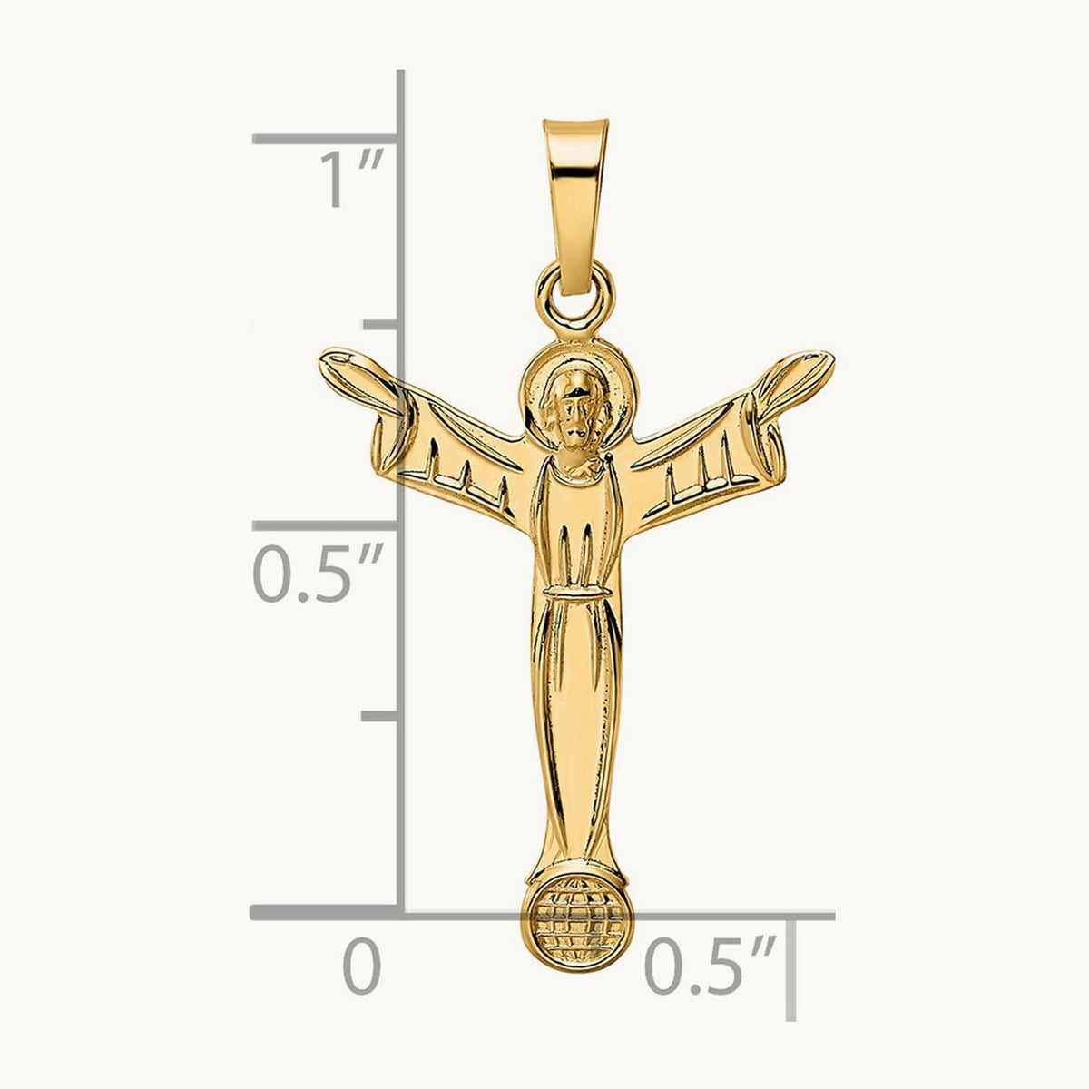 Polished Solid Risen Christ Pendant — 23.8mm