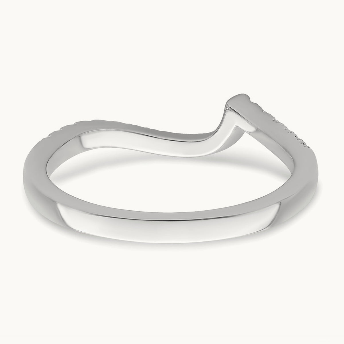 Diamond Contoured Wedding Band, 14K White Gold