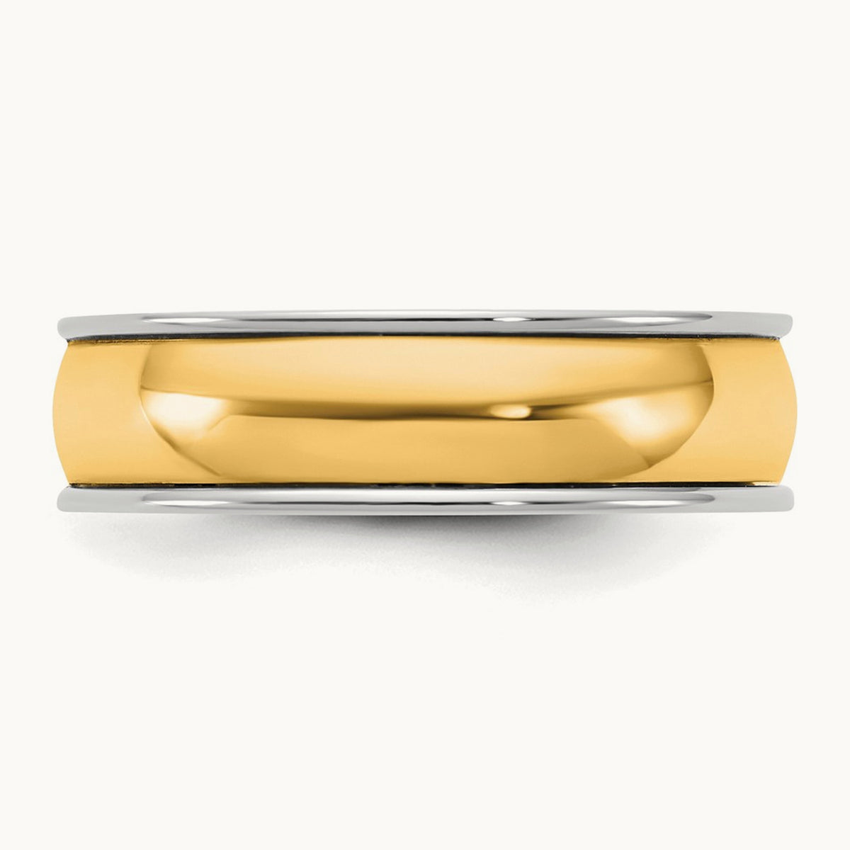 W/Y Half Round Wedding Band, 6mm, 14K Two-tone