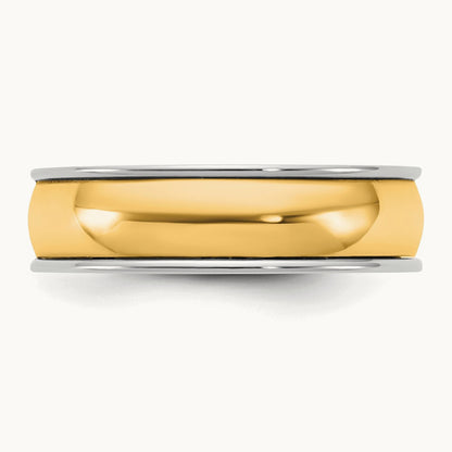 W/Y Half Round Wedding Band, 6mm, 14K Two-tone