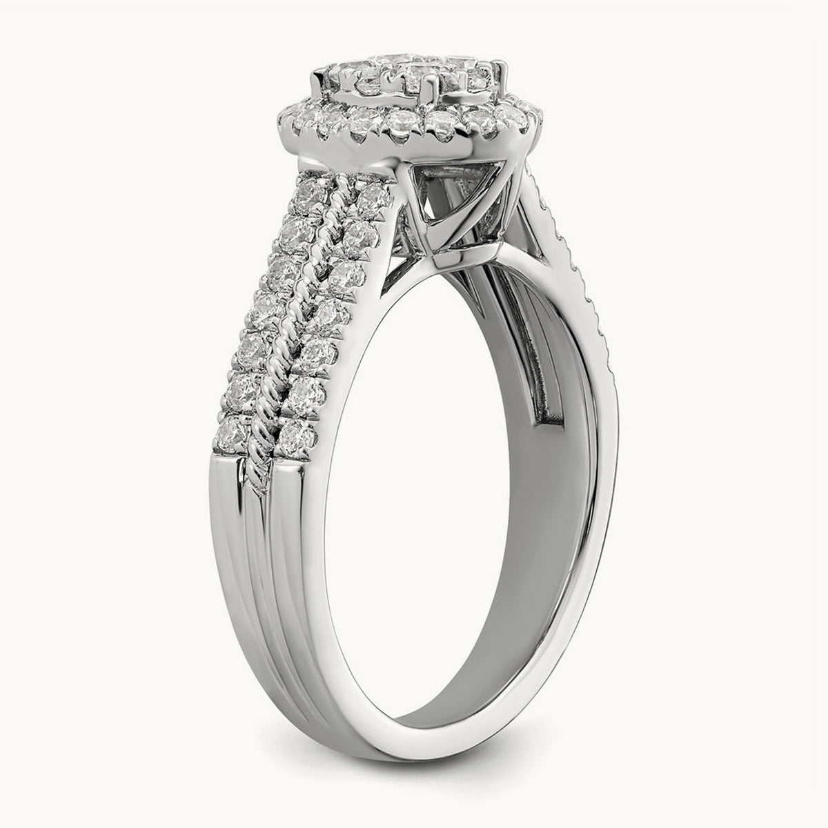 Oval Halo Cluster Engagement Ring, 0.75 ct tw